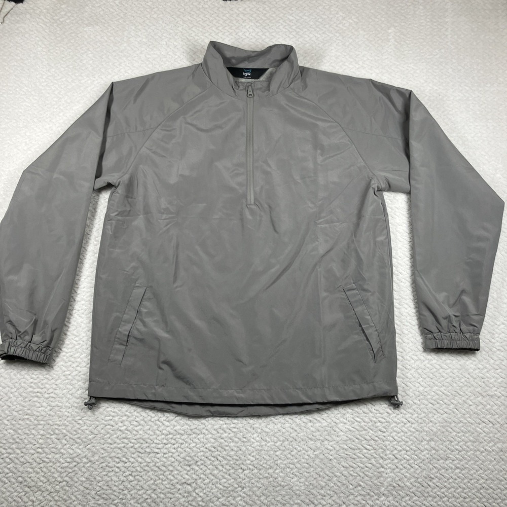 TGW Mens Windbreaker Rain Jacket Large Gray 1/2‎ Zip Golf